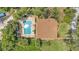 Aerial view showcasing a private pool and backyard, with lounge chairs at 454 San Jose Dr, Winter Haven, FL 33884