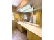 Bathroom with yellow vanity, large mirror, and separate shower at 2292 Se 170Th Avenue Rd, Silver Springs, FL 34488