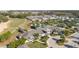 Aerial view of a clubhouse with a pool and lush landscaping in a residential community at 1890 Flora Pass Pl, Kissimmee, FL 34747