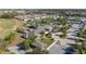 Aerial view of the community clubhouse, pool, tennis courts, and parking at 1890 Flora Pass Pl, Kissimmee, FL 34747