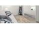 Bright living room featuring neutral decor, modern lamp, accent pillows and unique ladder shelf at 1890 Flora Pass Pl, Kissimmee, FL 34747