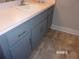 Bathroom with blue cabinetry and a single basin sink on tile floor at 8225 Sw 108Th Street Rd, Ocala, FL 34481