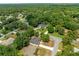 Aerial view of neighborhood with tree lined streets showcasing single Gathering homes and lush landscaping at 9700 Sw 196 Circle, Dunnellon, FL 34432