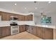 Updated kitchen featuring stainless steel appliances and a breakfast bar at 3897 Beacon Ridge Way, Clermont, FL 34711