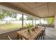 View of a screened patio with a dining table, chairs, and backyard at 4462 Iris S St, Lakeland, FL 33813