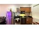 A well-equipped kitchenette features stainless steel appliances and stylish countertops at 7810 Whitemarsh Way, Reunion, FL 34747