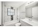 Stylish bathroom with modern fixtures, tub and shower combination, and tile accents at 1022 Baycrest Dr, Lakeland, FL 33805