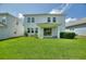 Beautiful backyard featuring lush lawn and covered patio, ideal for relaxing and entertaining in a private outdoor space at 1423 Bunker Dr, Davenport, FL 33896