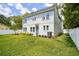 Well-maintained backyard showcasing a white fence, manicured lawn, and vibrant landscaping at 216 E Harding St, Orlando, FL 32806