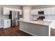 Modern kitchen with stainless steel appliances, spacious island, and white cabinets at 742 Ambleside Dr, Haines City, FL 33844