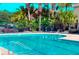 Enjoy the beautiful community pool surrounded by lush tropical landscaping and a wrought iron fence at 5494 Paradise Cay Cir, Kissimmee, FL 34746
