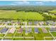 Aerial view of a residential community showcasing homes, manicured lawns, and green spaces at 2053 Charleston Ln, Bartow, FL 33830
