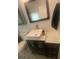 Modern bathroom vanity featuring a vessel sink, sleek faucet, and elegant blue and gold accents at 734 Maryland Ave, Winter Park, FL 32789