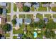 Aerial view showing property lines and surrounding homes in the neighborhood at 2825 Woodcrest Ln, Lakeland, FL 33805