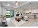 Bright open-concept living space connecting to the kitchen, dining area, and outdoor patio at 2132 Limestone Trl, Kissimmee, FL 34747