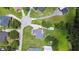 Backyard aerial view featuring pool, fire pit area, and shed at 3229 Gardner Oaks Ln, Lakeland, FL 33810