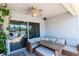 Enclosed patio with comfortable seating and ceiling fan at 2869 Hickory Ridge Dr, Lakeland, FL 33813