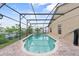Screened-in pool with brick patio and trees at 1955 Manatee Ct, Kissimmee, FL 34759