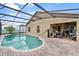 Screened-in pool with brick patio, barbecue and outdoor furniture at 1955 Manatee Ct, Kissimmee, FL 34759