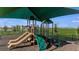 Community playground featuring slides, climbing structures, and safety surfacing, under a large shaded canopy at 4732 Babys Breath Pl, Kissimmee, FL 34758