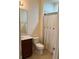 Bathroom featuring a single sink vanity, a neutral color scheme, and a shower with curtain at 1634 Plumeria Pl, Oviedo, FL 32765