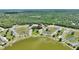 This aerial shows a beautiful lake side community surrounded by green scenery at 4711 Club Cir, Lakeshore, FL 33854