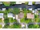 An aerial view of a well-maintained home with a private dock and waterfront access on a picturesque canal at 93 Bream St, Haines City, FL 33844