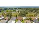 Wide aerial view of a charming residential community with lush greenery and well-maintained lawns under a blue sky at 1032 Kelsea Cir, The Villages, FL 32159