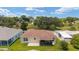 Aerial backyard view featuring a screened in porch and patio at 1032 Kelsea Cir, The Villages, FL 32159