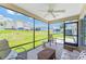 Covered and screened patio perfect for outdoor living and enjoying backyard views at 1032 Kelsea Cir, The Villages, FL 32159