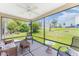 Relaxing screened patio with ceiling fan and comfortable seating area with outdoor views at 1032 Kelsea Cir, The Villages, FL 32159