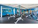An amenity gym with blue walls and rubber flooring offering various weight and exercise machines at 4709 Club Cir, Lakeshore, FL 33854