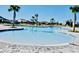 Beautiful community pool with crystal clear water, surrounded by palm trees and a paved deck at 5543 Siltstone St, Lakeland, FL 33811