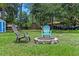 Charming backyard area with a fire pit surrounded by Adirondack chairs at 4621 Musket Dr, Lakeland, FL 33810