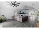 Expansive living room boasting a fireplace, vaulted ceilings, and open layout at 4621 Musket Dr, Lakeland, FL 33810
