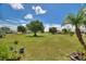 Expansive backyard with lush green grass, mature trees and landscaping, perfect for outdoor activities at 523 Club Cir, Lakeshore, FL 33854