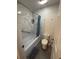 Bathroom features a shower and tub combination with toilet and basic fixtures at 606 Carrigan Woods Trl, Oviedo, FL 32765