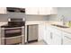 Modern kitchen features stainless steel appliances, white cabinets, and quartz countertops at 946 15Th St # 202, Daytona Beach, FL 32117