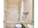 Bathroom featuring shower and tub combination with granite countertop vanity at 2005 Carnostie Rd, Winter Haven, FL 33884