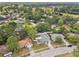 Aerial view displays a home surrounded by mature trees within a verdant neighborhood at 446 Eagle Cir, Casselberry, FL 32707