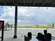 An outdoor porch with a stunning view of the water and a beautiful rainbow in the sky at 4119 Chambers St, Lake Wales, FL 33898
