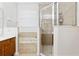 Bathroom with a shower/tub combo and updated vanity at 210 Brookgreen Way, Deland, FL 32724