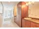 Spa-like bathroom featuring a large vanity and walk-in shower at 3703 S Atlantic Ave # 501, Daytona Beach Shores, FL 32118
