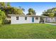 Charming, single-story home boasts a vibrant blue door, fresh paint, and neatly maintained lawn at 522 Powers Ave, Port Orange, FL 32127