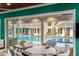 Covered patio overlooking a pool and beautiful backyard oasis with stylish seating and decor at 4 Broad Creek Cir, Ormond Beach, FL 32174