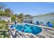 Inviting swimming pool with surrounding patio and lush landscaping at 4430 Doris Dr, New Smyrna Beach, FL 32169