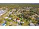 Beautiful aerial shot showcases a community with lush greenery, interspersed with homes and a distant commercial area at 1437 Colin Kelly Ave, Daytona Beach, FL 32124