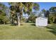 This property features a storage shed that offers convenient space for lawn equipment or hobby supplies at 1437 Colin Kelly Ave, Daytona Beach, FL 32124