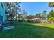 Large grassy backyard with trees and fence at 453 Merrimac Dr, Port Orange, FL 32127