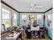 Bright home office with lots of windows and tables at 5178 Riverside Dr, Port Orange, FL 32127